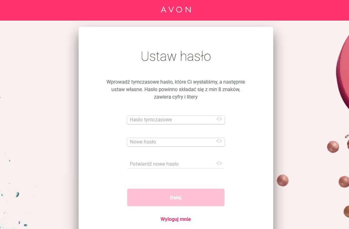 Avon - ustalanie nowego hasła do panelu ambasadorki Avon